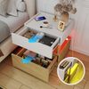 Flieks Nachttisch 50 x 40 x 50 cm mit LED-Beleuchtung, Beistelltisch mit 2 Schubladen, Weiß/Naturholz Bild 3