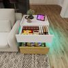 Flieks Nachttisch 50 x 40 x 50 cm mit LED-Beleuchtung, Beistelltisch mit 2 Schubladen, Weiß/Naturholz Bild 4