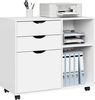 Woltu Rollcontainer, mobiler Aktenschrank Weiß, 80x69,5x39,5 cm, mit 5 Rollen Bild 5