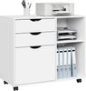 Woltu Rollcontainer, mobiler Aktenschrank Weiß, 80x69,5x39,5 cm, mit 5 Rollen Bild 4