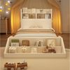 Odikalo Holzbett Kinderbett Jugendbett 90x200 140x200 mit Nachtlichtern Stauraum (mit Ablageflächen, Nachtlichtern, abnehmbarem Bücherregal, Bettgestell mit Lattenrost, reinweiße Oberfläche, ohne Matratze) Bild 2