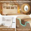 Odikalo Holzbett Kinderbett Jugendbett 90x200 140x200 mit Nachtlichtern Stauraum (mit Ablageflächen, Nachtlichtern, abnehmbarem Bücherregal, Bettgestell mit Lattenrost, reinweiße Oberfläche, ohne Matratze) Bild 3