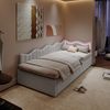 Gdood Polsterbett Doppelbett Daybett Tagesbett LED (Hydraulisch hebbarer Stauraum, Geeignet für Jungen und Mädchen), Mit LED-Beleuchtung, Lattenrost, TeddySamt, 90x200 cm Bild 5