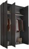 Drehtürenschrank >Kevo< 2 Böden, 2 Stangen, Graphit, Dekor - 135x225x52cm (BxHxT) Bild 4