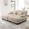 Modulares Sofa aus Chenille 220x145x81 cm mit runden Armlehnen und 2 Ottomanen, beige Bild 3