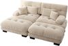 Modulares Sofa aus Chenille 220x145x81 cm mit runden Armlehnen und 2 Ottomanen, beige Bild 5