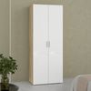 Calicosy 'LANA' Schrank mit 2 Türen, Eichen-Dekor und glänzendem Weiß, H200,9 cm - Weiß Bild 2