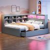 Multifunktionales Schlafsofa Grau 140x200 Mit USB LED Beleuchtung Stauraum Massivkiefer 150kg Tragkraft Doppelbett Gästebett Bild 5