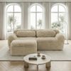 Flieks 2-Sitzer Sofa, L-förmiges Sofa, rahmenlos modular mit Ottoman & 2 Kissen, rutschfester Boden, Plüsch, Hellkhaki Bild 2