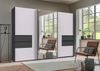 Schwebetürenschrank Kleiderschrank 300 cm Schubladen Grafit, Front Weiß Spiegel Bild 3