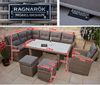 Ragnarök Möbel-Design Gartenlounge-Set Dining Lounge Wieland L, (Set, Ecksofa + Tisch + Hocker, Polyrattan, inkl. aller Polster), Rostfrei, mit Staufächern, 10 Jahre Garantie, wird montiert geliefert Bild 4