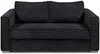 Vente-unique - LORETO Sofa SamtStoff Schwarz - B 223 cm95 cm x H 90 cm x L 215 cm Bild 1
