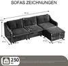 Jiexi Wohnlandschaft Ecksofa Mit Schlaffunktion Kordsofa, L oder U Form Couch Bild 4