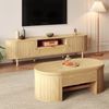 Wohnzimmermöbel-Set, Mit höhenverstellbarem Couchtisch und TV-Schrank modernes Design Stauraum abgerundete Kanten harmonisch abgestimmt, Holz, Weiß Bild 4