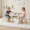 AIYAPLAY Kindersitzgruppe Kinder Tisch Stuhl Set mit Aufbewahrungsnetz, (mit Holzbeinen, 3-tlg, 1 Tisch, 2 Stühle), für Kinderzimmer, für 3-6 Jahre Kinder, Weiß Bild 2