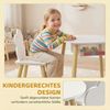 AIYAPLAY Kindersitzgruppe Kinder Tisch Stuhl Set mit Aufbewahrungsnetz, (mit Holzbeinen, 3-tlg, 1 Tisch, 2 Stühle), für Kinderzimmer, für 3-6 Jahre Kinder, Weiß Bild 4