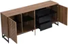 Vente-unique - CARATANA Sideboard Holz, Platte Braun - B 40 cm x H 80 cm x L 180 cm Bild 5