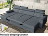 MEBLINI Schlafcouch mit Bettkasten - VOSS - 306x168x79cm - Grau Samt - Ecksofa mit Schlaffunktion - Sofa mit Relaxfunktion und Kopfstützen - Couch U-Form - Eckcouch - Wohnlandschaft Bild 5