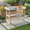 Melko Pflanztisch Gartentisch Pflanztisch Holztisch mit Ablage & Haken Gärtnertisch (Stück), Holzstärke: 25 mm, 15 mm und 11 mm Bild 5