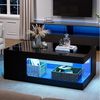 OKWISH Couchtisch Wohnzimmer-Couchtisch aus Spanplatte, Teetisch (Packung, 1-St, 50 x 100 x 35 cm, Schwarz), Hochglanz, LED-Lichtleiste Bild 4