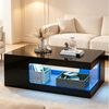 OKWISH Couchtisch Wohnzimmer-Couchtisch aus Spanplatte, Teetisch (Packung, 1-St, 50 x 100 x 35 cm, Schwarz), Hochglanz, LED-Lichtleiste Bild 3