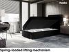 MEBLINI Boxspringbett KARIM 100x200 cm mit Bettkasten - H4/Schwarz Samt Gepolstert Einzelbett mit Topper & Taschenfederkern-Matratze - 100x200 Rechts Bild 3