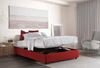 Dmora Doppelbett Arto, Stoffbett mit Stauraum, Frontöffnung, inklusive Matratze 140 x 190 cm, 100 % Made in Italy, Rot Bild 4