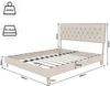 Polsterbett 140×200 cm mit hohem Kopfteil und Stauraum unter dem Bett, Beige Bild 5