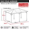 BRAST Alu-Pavillon Premium 3.6x4.8m beige festes Dach wasserdicht + Moskitonetz + LEDs Bild 2