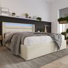 Merax LED 160x200 Hydraulisches Polsterbett aus Kunstleder Funktionsbett Doppelbett mit Lattenrost Weiß Bild 5