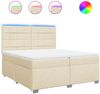 vidaXL Boxspringbett mit Matratze Creme 200x200 cm Stoff 3292900 Bild 2