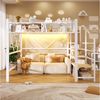 TavilaEcon Hochbett Metallbett mit Stufen-Ablageregal und LED-Lichtleiste (1-St) offener Stauraum unter dem Bett, ohne Matratze Bild 2