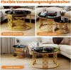 HAUSS SPOLE Couchtisch 2-teiliges Beistelltisch-Set aus MDF und stabilem Metallrahmen (Satztisch Wohnzimmertisch, für verschiedene Wohnstile), Ausgehöhltes Design Bild 3