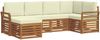 vidaXL Ecksofa Set mit Kissen 6 pcs Natur und Creme Massivholz Akazie 3375090 Bild 2