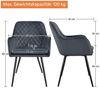 Yaheetech 6er Set Polsterstühle mit Armlehnen und Rautenmuster, Metallgestell, 61 x 55 x 85 cm, Dunkelgrau Bild 3