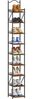 Vertikales Schuhregal, Schmales Schuhablage mit 9 Ebenen, 2 Einstellbaren Modi, Platzsparend, Schuhturm für Eingangsbereich, Flur, Wohnzimmer, Braun Bild 2