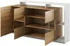 Vente-unique 'IDESIA' Sideboard mit 3 Türen, 3 Ablagen & LED-Beleuchtung, Holzspanplatte weiß / naturfarben, 155 x 44 x 93,5 cm Bild 3