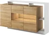 Vente-unique 'IDESIA' Sideboard mit 3 Türen, 3 Ablagen & LED-Beleuchtung, Holzspanplatte weiß / naturfarben, 155 x 44 x 93,5 cm Bild 2