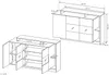 Vente-unique 'IDESIA' Sideboard mit 3 Türen, 3 Ablagen & LED-Beleuchtung, Holzspanplatte weiß / naturfarben, 155 x 44 x 93,5 cm Bild 4