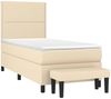 vidaXL Boxspringbett mit Matratze Stoff Creme 90x190 cm Bild 3