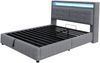 Polsterbett 160×200 cm mit LED, USB und hydraulischem Bettkasten, Leinenstoff Grau Bild 4
