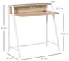 HOMCOM Schreibtisch Arbeitstisch mit Ablagefach (Computertisch, 1-St, Bürotisch), Metall Weiß+Eiche 84 x 45 x 85 cm Bild 3