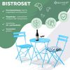 KESSER® Bistroset 3-teilig Bistrotisch mit 2 klappbaren Stühle Set Balkonset Balkonmöbel Klapp-Möbel Gartenset Sitzgarnitur Gartengarnitur Gartenmöbel Sitzgruppe Metall Bistro Gartentisch inkl. Abdeckung Hellblau Bild 2