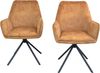 2er Set Armlehnstuhl drehbar Velours Vintage Look – beige, anthrazit, blau, ocker Bild 2