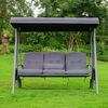 HOME DELUXE Hollywoodschaukel 3-Sitzer DESCANSO - 115 x 198 cm Grau mit Abdeckung Bild 3