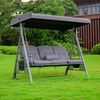 HOME DELUXE Hollywoodschaukel 3-Sitzer DESCANSO - 115 x 198 cm Grau mit Abdeckung Bild 4