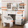 Schminktisch mit LED Spiegel Weiß Makeup Tisch Kosmetiktisch mit Schubladen und Stauraum Bild 3