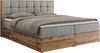 Boxspringbett mit Kopfteil und Topper, Polsterbett - ALBERO 1 - 200 x 200 cm - Hellgrau Stoff - H3 Bild 5