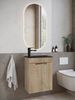Badplaats Gäste-WC Waschtisch Set Thermis 40 x 22 cm Eiche Hell - Badmöbel Set mit Schwarze Waschbecken und Unterschrank, Vormontiert und mit Soft-Close Bild 3