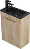 Badplaats Gäste-WC Waschtisch Set Thermis 40 x 22 cm Eiche Hell - Badmöbel Set mit Schwarze Waschbecken und Unterschrank, Vormontiert und mit Soft-Close Bild 4